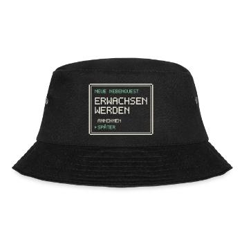Neue Nebenquest Erwachsen werden - Pixel Retro - Bucket Hat - Schwarz - Vorne