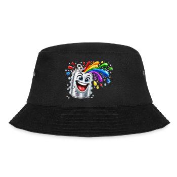 Fröhliche Farbdusche aus Dose - Bucket Hat - Schwarz - Vorne