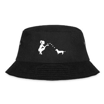 Dackel mit Frau - Bucket Hat - Schwarz - Vorne - Lela (165cm)