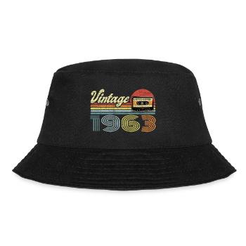 Vintage 1963 Kassette Mixtape - 58. Geburtstag - Bucket Hat - Schwarz - Vorne - Lela (165cm)