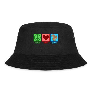 Eichhörnchen Squirrel - Peace Love - Bucket Hat - Schwarz - Vorne - Lela (165cm)