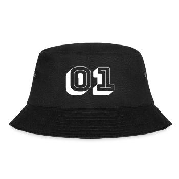 01 - Zahl - Team - Bucket Hat - Schwarz - Vorne - Lela (165cm)