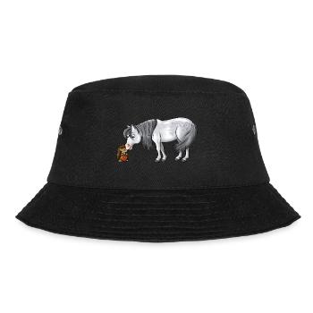 Pony and hedgehog horses friends beastly cute - Bucket Hat - black - Front - Lela (165cm)