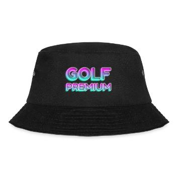 GOLF PREMIUM 80s 90s NEON GOLFER GRÜN SPRUCH MOTIV - Bucket Hat - Schwarz - Vorne - Lela (165cm)