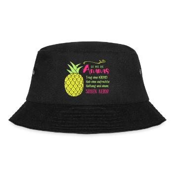 Ananas Krone Spruch - Bucket Hat - Schwarz - Vorne - Lela (165cm)