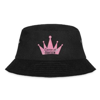 18. Geburtstag: Queen at Eighteen - Bucket Hat - Schwarz - Vorne - Lela (165cm)