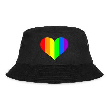 Regenbogen Herz - Bucket Hat - Schwarz - Vorne - Lela (165cm)