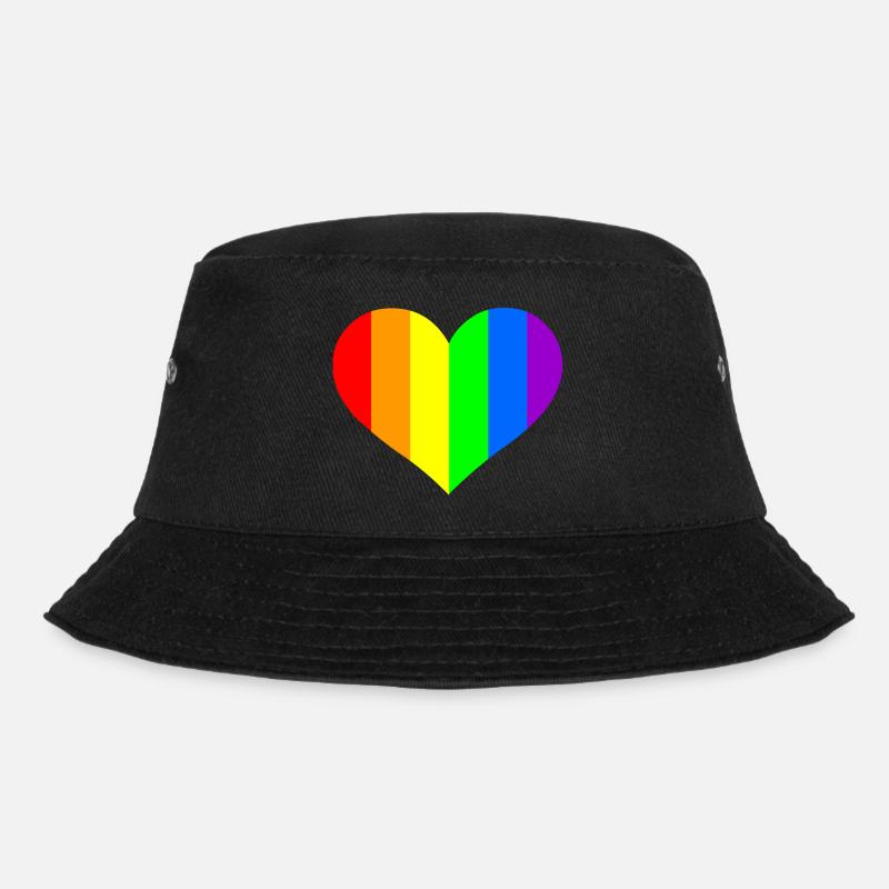 Regenbogen Herz - Bucket Hat - Schwarz