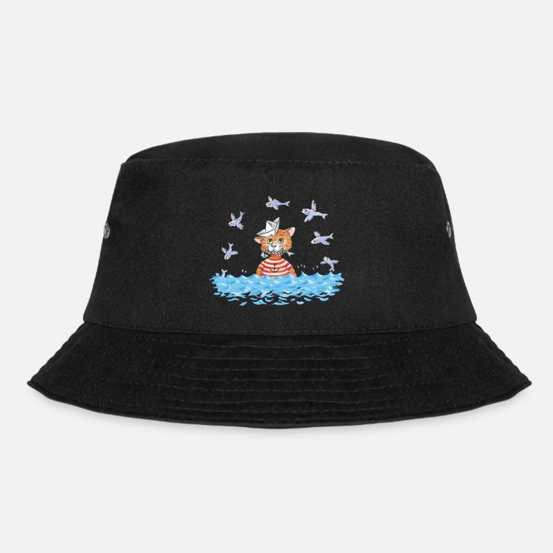 Fisch Katze - Bucket Hat - Schwarz