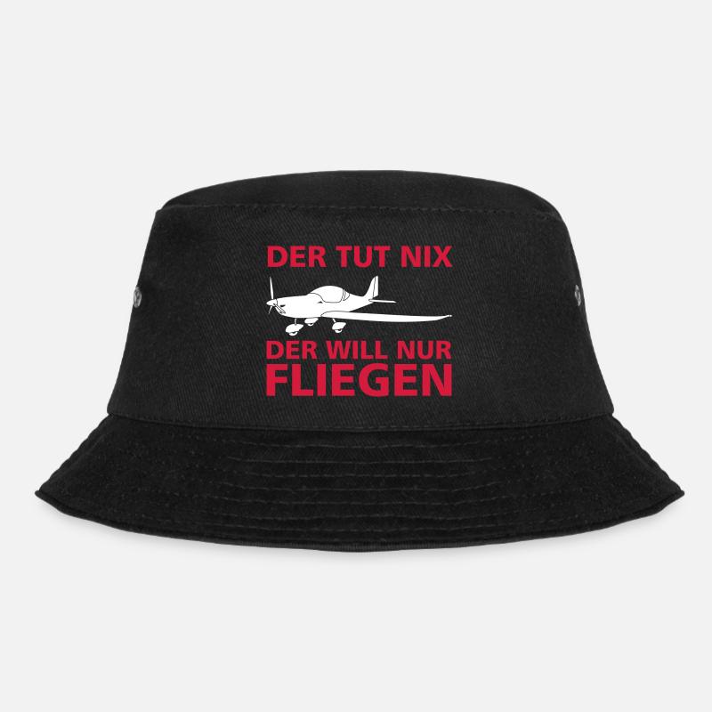 Pilot Spruch fliegen Flugzeug Geschenkidee Tshirt - Bucket Hat - Schwarz