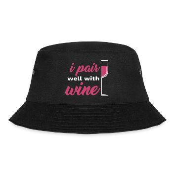 I pair well with wine red wine wine alcohol Spruch - Bucket Hat - black - Front - Lela (165cm)