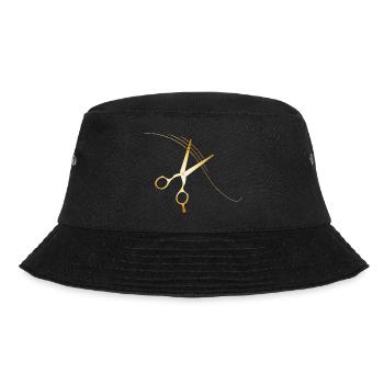 goldene Friseur Schere mit dunkelblonden Haaren - Bucket Hat - Schwarz - Vorne - Lela (165cm)