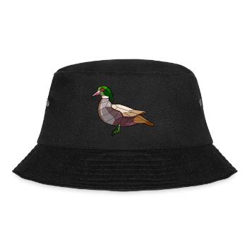 Ente geometrisch Vogel - Bucket Hat - Schwarz - Vorne - Lela (165cm)