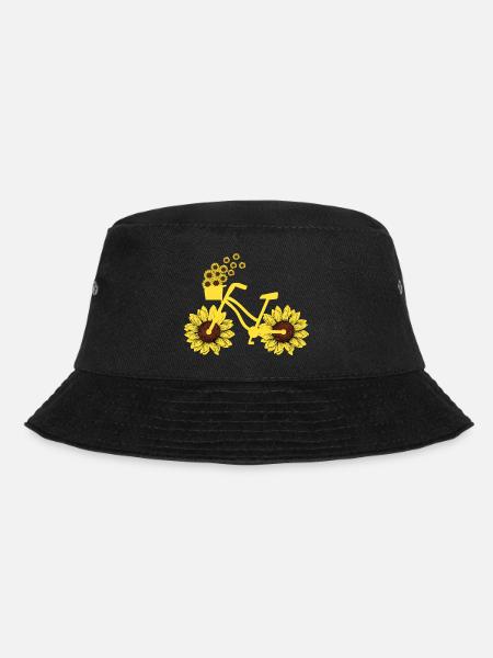Fahrrad Sonnenblume Radfahren Hippie Sommer Urlaub - Bucket Hat - Schwarz
