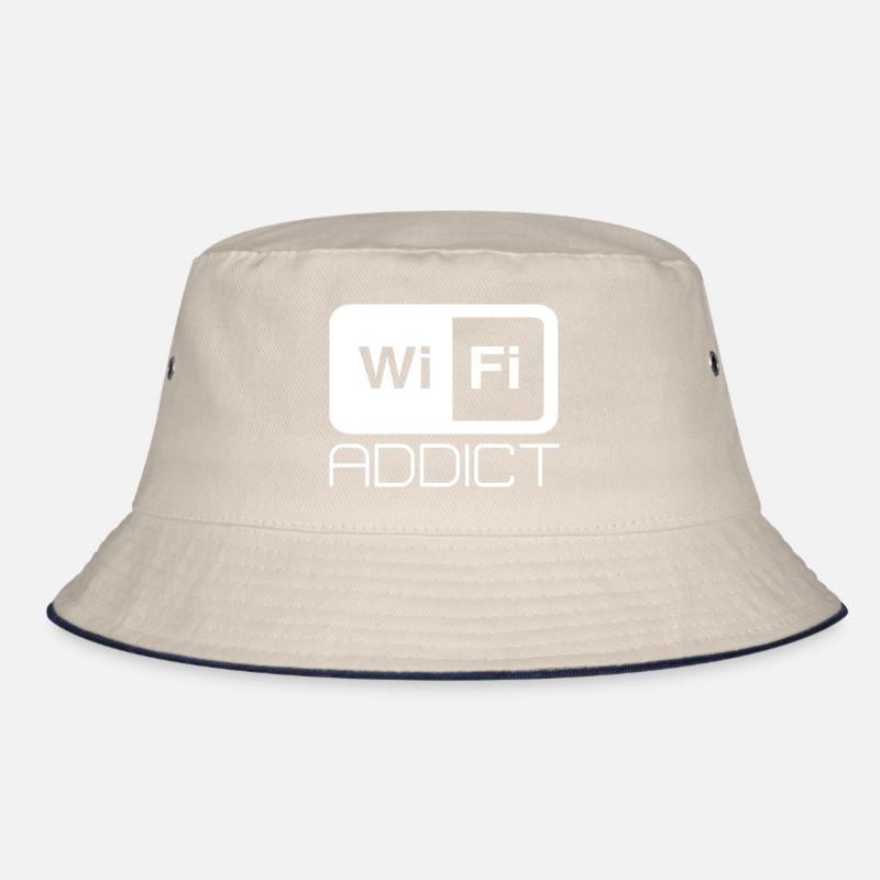 Wifi addict Spruch Internet WLAN Text Schrift Bucket Hat
