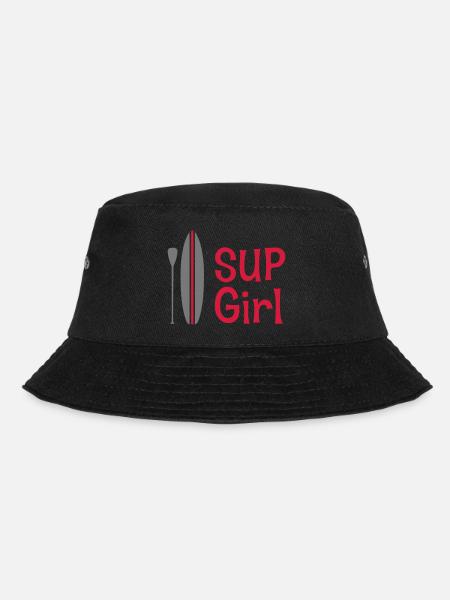 SUP GIRL with SUP board and paddle - Bucket Hat - black