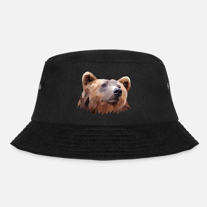 Polyart Braunbär - Bucket Hat - Schwarz