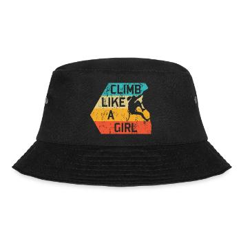Climb Like A Girl Retro Rock Climbing Mountaineers - Bucket Hat - black - Front - Lela (165cm)