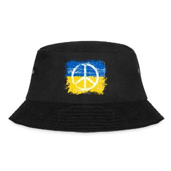 Ukraine Shirt mit Flagge und Peace zeichen - Bucket Hat - Schwarz - Vorne - Lela (165cm)