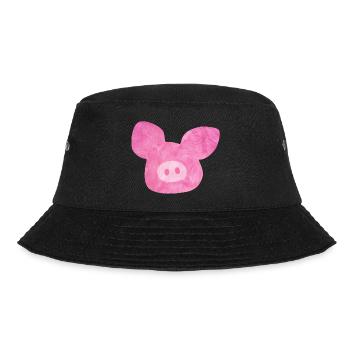 Pig Head Fur Good Luck Pink Farm Organic Nature - Bucket Hat - black - Front - Lela (165cm)