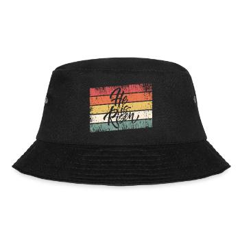 Jesus Christus - Christliches Shirt - He is risen - Bucket Hat - Schwarz - Vorne - Lela (165cm)