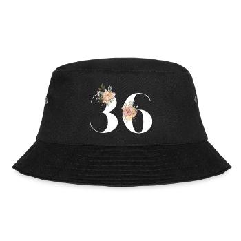 36-jähriges Jubiläum in voller Blüte (Geschenk von 36 Jahren) - Bucket Hat - Schwarz - Vorne - Lela (165cm)