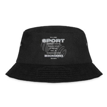 Lustiger Sportmuffel Anti Sport Sprüche Spruch - Bucket Hat - Schwarz - Vorne - Lela (165cm)