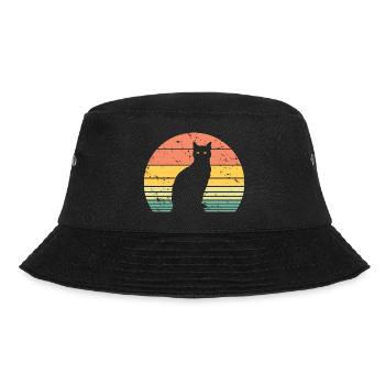 Cute Cat Retro Silhouette Cat Lover & Owner Gift - Bucket Hat - black - Front - Lela (165cm)