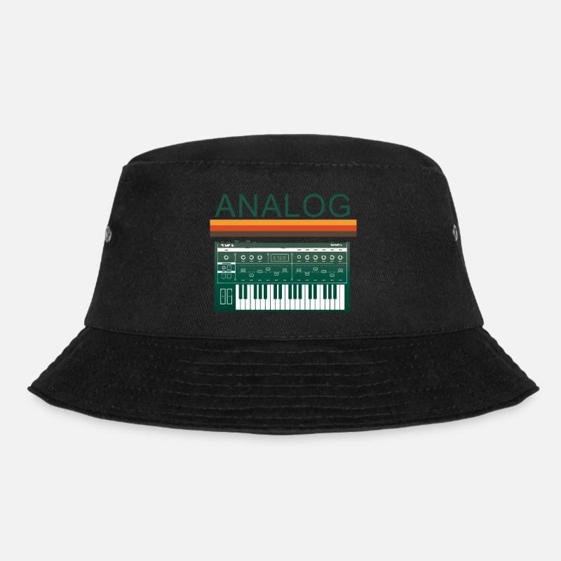 Analog Synth Retro Synthesizer Music Producer - Bucket Hat - black