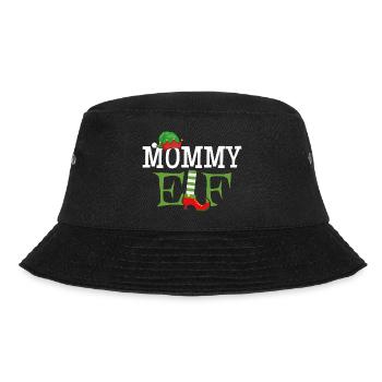 Mommy Elf - Schriftzug - Bucket Hat - Schwarz - Vorne - Lela (165cm)