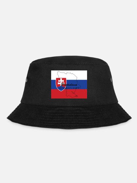 Bratislava - Hauptstadt mit GPS & Flagge - Bucket Hat - Schwarz