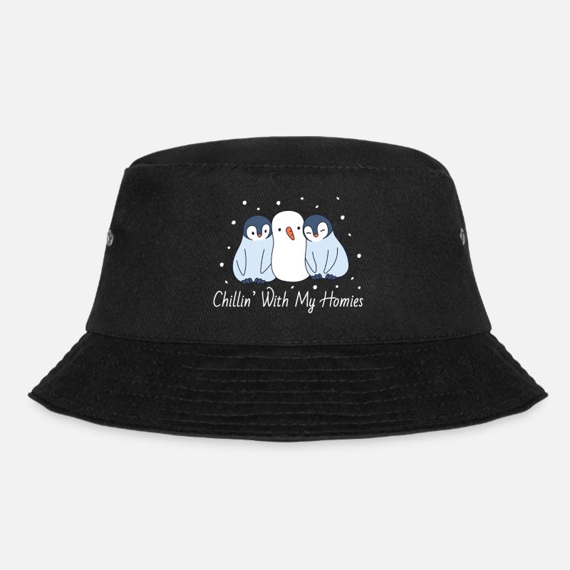 Penguins and snowmen - Bucket Hat - black