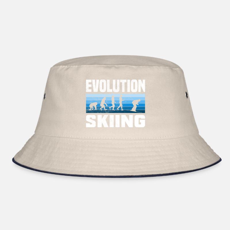 Skiing Evolution Vintag Winter Sport Ski Bucket Hat