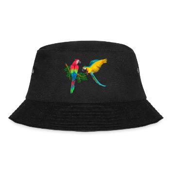 Macaw's parrot playing love and friendship on the branch - Bucket Hat - black - Front - Lela (165cm)