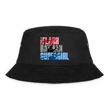 The Flash Schriftzug Mit Batman Und Supergirl - Bucket Hat - Schwarz - Vorne - Lela (165cm)