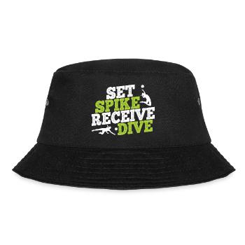 Volleyballer Spruch Für Volleyballspiel Volleyball - Bucket Hat - Schwarz - Vorne - Lela (165cm)