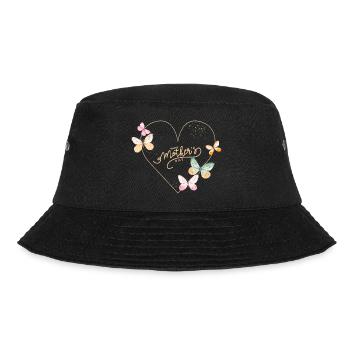 Happy Mother's Day – Herz & Schmetterlinge - Bucket Hat - Schwarz - Vorne - Lela (165cm)