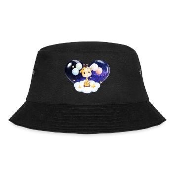 Baby giraffe with cloud stars balloons and heart - Bucket Hat - black - Front - Lela (165cm)