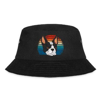 Dog Bostie Gift Retro Boston Terrier - Bucket Hat - black - Front - Lela (165cm)