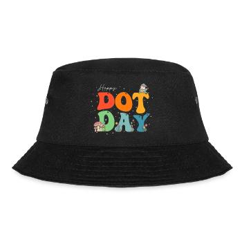Happy Dot Day Groovy Hippie Gnome Mushroon Flowers - Bucket Hat - black - Front - Lela (165cm)