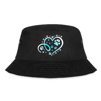 Herz mit Pfötchen und Sternen - Bucket Hat - Schwarz - Vorne - Lela (165cm)