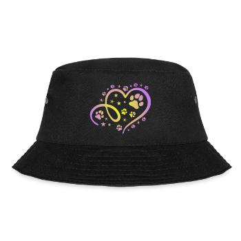 Herz mit Pfötchen und Sternen - Bucket Hat - Schwarz - Vorne - Lela (165cm)
