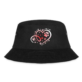 Herz mit Pfötchen und Sternen - Bucket Hat - Schwarz - Vorne - Lela (165cm)