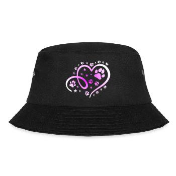 Herz mit Pfötchen und Sternen - Bucket Hat - Schwarz - Vorne - Lela (165cm)