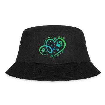Herz mit Pfötchen und Sternen - Bucket Hat - Schwarz - Vorne - Lela (165cm)