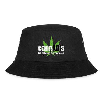 Abi Motto Shirt Cannabis wir haben es durchgezogen - Bucket Hat - Schwarz - Vorne - Lela (165cm)