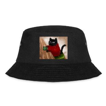 Katze im Pullover - Bucket Hat - Schwarz - Vorne - Lela (165cm)