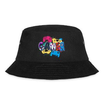 Bunter Gamer Controller Kunststil Poster - Bucket Hat - Schwarz - Vorne - Lela (165cm)
