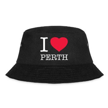 I LOVE PERTH - Bucket Hat - Schwarz - Vorne - Lela (165cm)