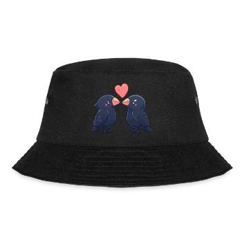 Rabe Paar Krähe Verliebt Tiere Valentinstag - Bucket Hat - Schwarz - Vorne - Lela (165cm)